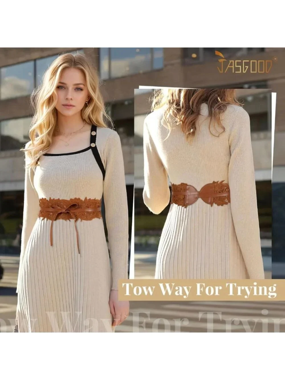 Lace Waist Belt for Women - Corset Cinch Wide Obi Belt with Bowknot, Boho Style